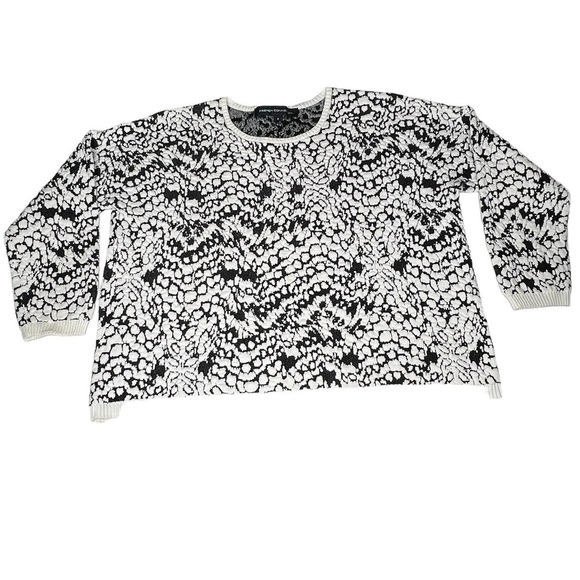 FRENCH CONNECTION Textured Long Sleeve Sweater Black White Women's S - Picture 6 of 12